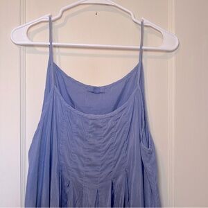 CP Shades Blue Lia Dress, Double Layered Cotton/Silk Blend, Pintuck Pleat Bodice